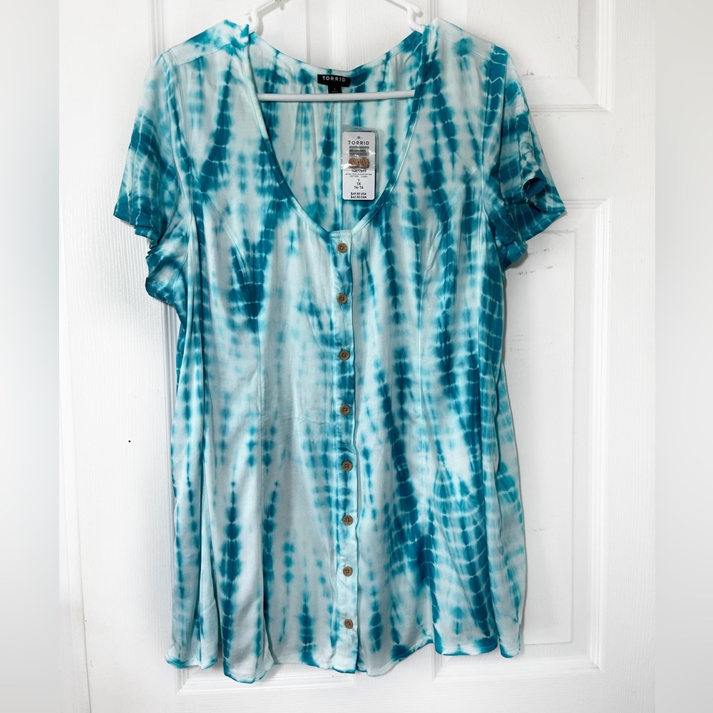 TORRID BLUE Women’s top Tunic, Short Sleeve Sz 1
